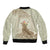 Personalised Hawaii Monk Seal Bomber Jacket Polynesian Tattoo With Tropical Flowers - Beige Pastel