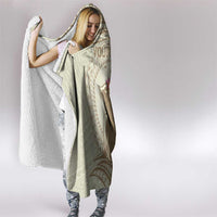 Personalised Hawaii Monk Seal Hooded Blanket Polynesian Tattoo With Tropical Flowers - Beige Pastel LT14 - Polynesian Pride