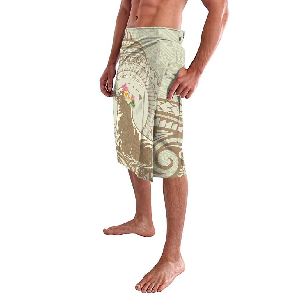 Personalised Hawaii Monk Seal Lavalava Polynesian Tattoo With Tropical Flowers - Beige Pastel LT14 - Polynesian Pride