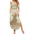 Personalised Hawaii Monk Seal Summer Maxi Dress Polynesian Tattoo With Tropical Flowers - Beige Pastel