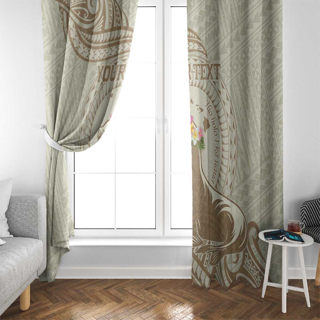 Personalised Hawaii Monk Seal Window Curtain Polynesian Tattoo With Tropical Flowers - Beige Pastel LT14 - Polynesian Pride