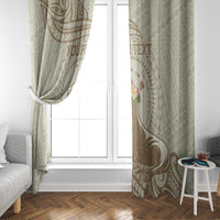 Personalised Hawaii Monk Seal Window Curtain Polynesian Tattoo With Tropical Flowers - Beige Pastel LT14 - Polynesian Pride