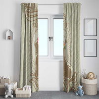 Personalised Hawaii Monk Seal Window Curtain Polynesian Tattoo With Tropical Flowers - Beige Pastel LT14 - Polynesian Pride