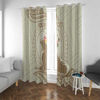 Personalised Hawaii Monk Seal Window Curtain Polynesian Tattoo With Tropical Flowers - Beige Pastel LT14 With Grommets Beige - Polynesian Pride