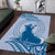 Personalised Hawaii Monk Seal Area Rug Polynesian Tattoo With Tropical Flowers - Blue Pastel