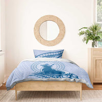 Personalised Hawaii Monk Seal Bedding Set Polynesian Tattoo With Tropical Flowers - Blue Pastel LT14 - Polynesian Pride