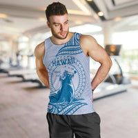Personalised Hawaii Monk Seal Men Tank Top Polynesian Tattoo With Tropical Flowers - Blue Pastel LT14 Blue - Polynesian Pride
