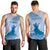 Personalised Hawaii Monk Seal Men Tank Top Polynesian Tattoo With Tropical Flowers - Blue Pastel