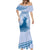 Personalised Hawaii Monk Seal Mermaid Dress Polynesian Tattoo With Tropical Flowers - Blue Pastel