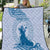 Personalised Hawaii Monk Seal Quilt Polynesian Tattoo With Tropical Flowers - Blue Pastel