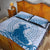 Personalised Hawaii Monk Seal Quilt Bed Set Polynesian Tattoo With Tropical Flowers - Blue Pastel