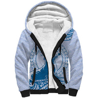 Personalised Hawaii Monk Seal Sherpa Hoodie Polynesian Tattoo With Tropical Flowers - Blue Pastel LT14 Unisex Blue - Polynesian Pride