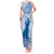 Personalised Hawaii Monk Seal Tank Maxi Dress Polynesian Tattoo With Tropical Flowers - Blue Pastel