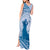 Personalised Hawaii Monk Seal Tank Maxi Dress Polynesian Tattoo With Tropical Flowers - Blue Pastel