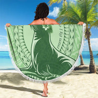 Personalised Hawaii Monk Seal Beach Blanket Polynesian Tattoo With Tropical Flowers - Green Pastel LT14 - Polynesian Pride
