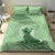 Personalised Hawaii Monk Seal Bedding Set Polynesian Tattoo With Tropical Flowers - Green Pastel