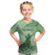 Personalised Hawaii Monk Seal Kid T Shirt Polynesian Tattoo With Tropical Flowers - Green Pastel