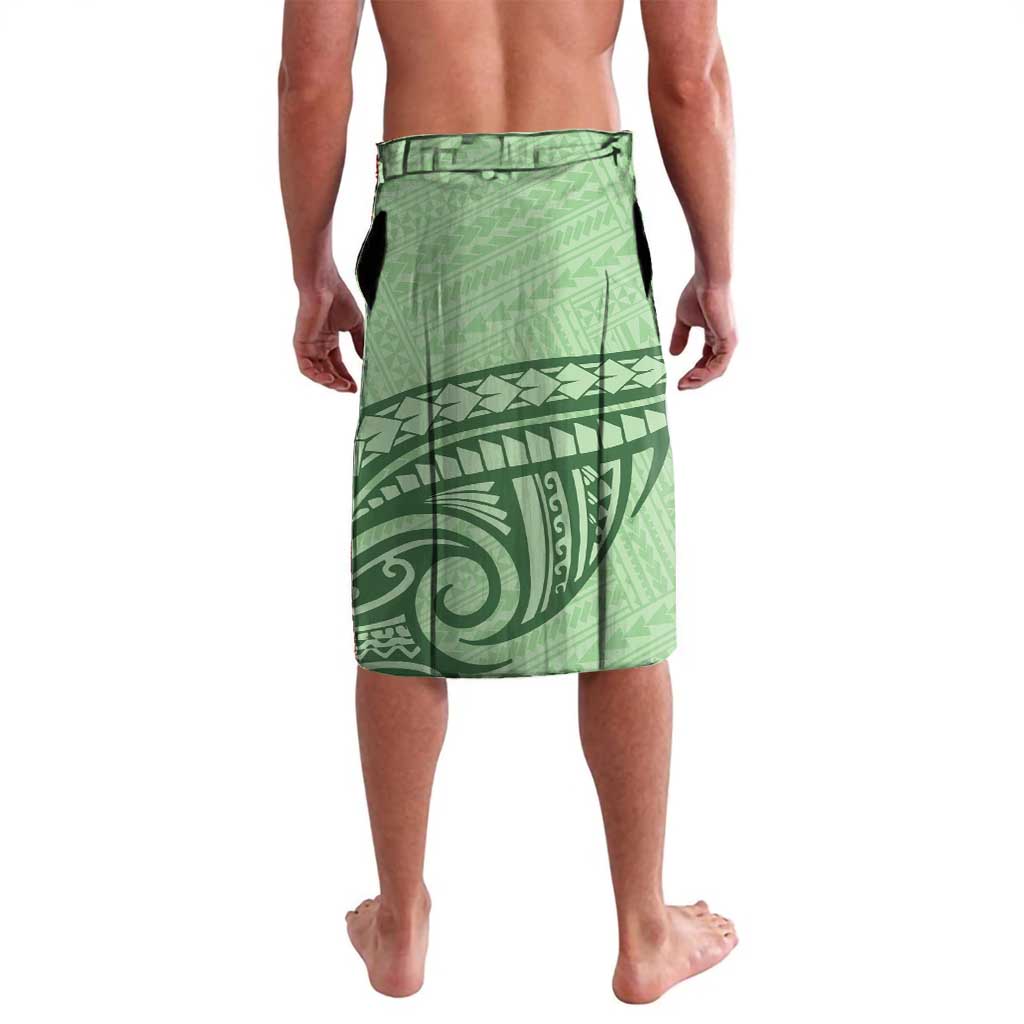 Personalised Hawaii Monk Seal Lavalava Polynesian Tattoo With Tropical Flowers - Green Pastel LT14 - Polynesian Pride