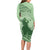 Personalised Hawaii Monk Seal Long Sleeve Bodycon Dress Polynesian Tattoo With Tropical Flowers - Green Pastel