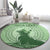 Personalised Hawaii Monk Seal Round Carpet Polynesian Tattoo With Tropical Flowers - Green Pastel