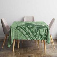 Personalised Hawaii Monk Seal Tablecloth Polynesian Tattoo With Tropical Flowers - Green Pastel LT14 - Polynesian Pride