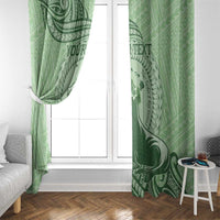 Personalised Hawaii Monk Seal Window Curtain Polynesian Tattoo With Tropical Flowers - Green Pastel LT14 - Polynesian Pride