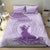 Personalised Hawaii Monk Seal Bedding Set Polynesian Tattoo With Tropical Flowers - Purple Pastel