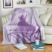 Personalised Hawaii Monk Seal Blanket Polynesian Tattoo With Tropical Flowers - Purple Pastel LT14 Purple - Polynesian Pride