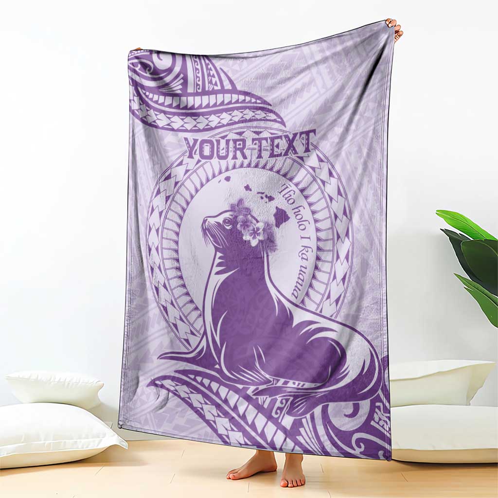 Personalised Hawaii Monk Seal Blanket Polynesian Tattoo With Tropical Flowers - Purple Pastel LT14 - Polynesian Pride