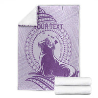 Personalised Hawaii Monk Seal Blanket Polynesian Tattoo With Tropical Flowers - Purple Pastel LT14 - Polynesian Pride