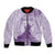 Personalised Hawaii Monk Seal Bomber Jacket Polynesian Tattoo With Tropical Flowers - Purple Pastel