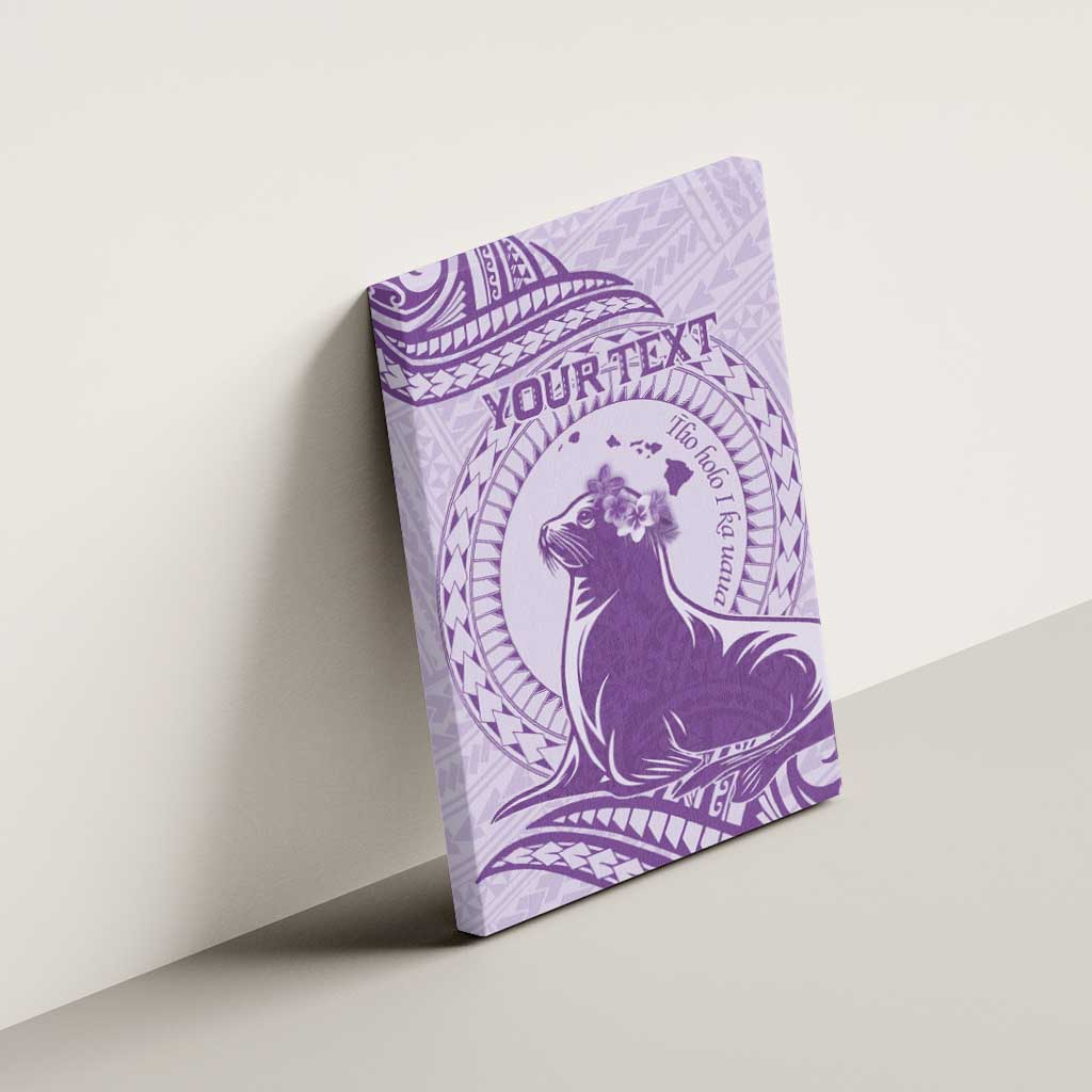 Personalised Hawaii Monk Seal Canvas Wall Art Polynesian Tattoo With Tropical Flowers - Purple Pastel LT14 - Polynesian Pride