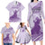 Personalised Hawaii Monk Seal Family Matching Long Sleeve Bodycon Dress and Hawaiian Shirt Polynesian Tattoo With Tropical Flowers - Purple Pastel