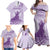 Personalised Hawaii Monk Seal Family Matching Off Shoulder Maxi Dress and Hawaiian Shirt Polynesian Tattoo With Tropical Flowers - Purple Pastel