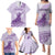 Personalised Hawaii Monk Seal Family Matching Puletasi and Hawaiian Shirt Polynesian Tattoo With Tropical Flowers - Purple Pastel