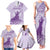 Personalised Hawaii Monk Seal Family Matching Tank Maxi Dress and Hawaiian Shirt Polynesian Tattoo With Tropical Flowers - Purple Pastel