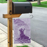 Personalised Hawaii Monk Seal Garden Flag Polynesian Tattoo With Tropical Flowers - Purple Pastel LT14 - Polynesian Pride