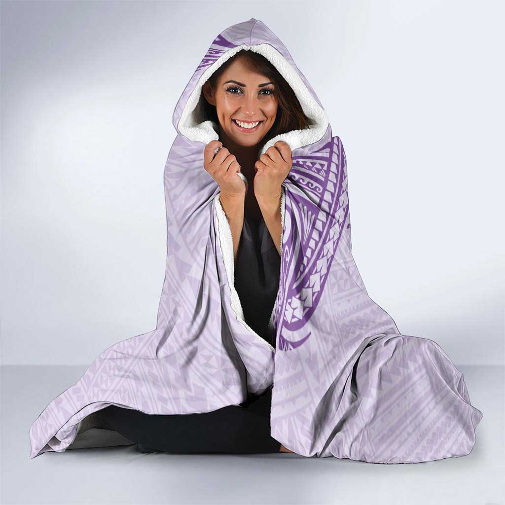 Personalised Hawaii Monk Seal Hooded Blanket Polynesian Tattoo With Tropical Flowers - Purple Pastel LT14 - Polynesian Pride