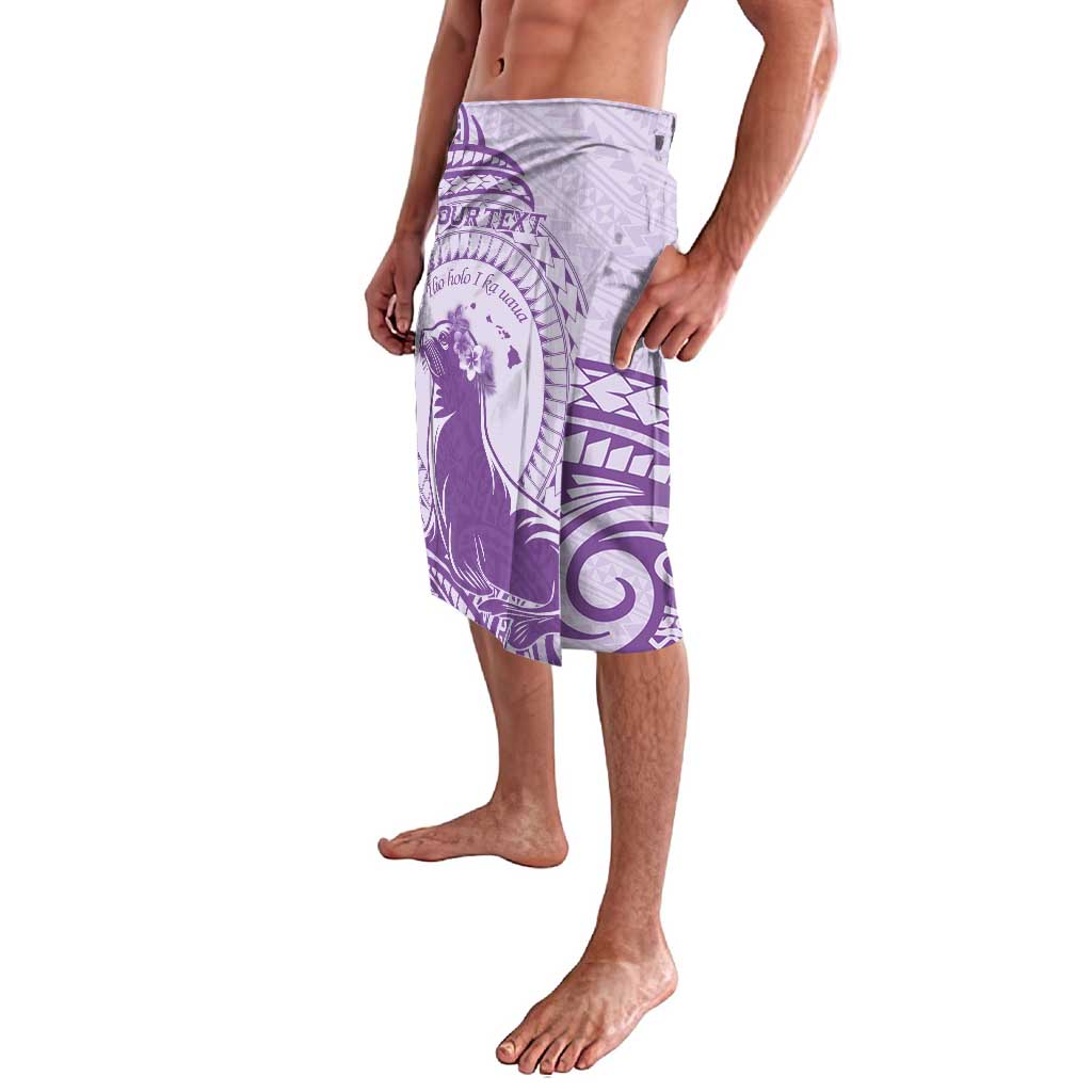 Personalised Hawaii Monk Seal Lavalava Polynesian Tattoo With Tropical Flowers - Purple Pastel LT14 - Polynesian Pride