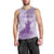 Personalised Hawaii Monk Seal Men Tank Top Polynesian Tattoo With Tropical Flowers - Purple Pastel