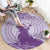 Personalised Hawaii Monk Seal Round Carpet Polynesian Tattoo With Tropical Flowers - Purple Pastel