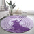 Personalised Hawaii Monk Seal Round Carpet Polynesian Tattoo With Tropical Flowers - Purple Pastel