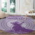 Personalised Hawaii Monk Seal Round Carpet Polynesian Tattoo With Tropical Flowers - Purple Pastel