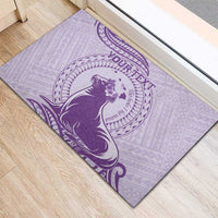 Personalised Hawaii Monk Seal Rubber Doormat Polynesian Tattoo With Tropical Flowers - Purple Pastel LT14 - Polynesian Pride