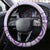 Hawaii Monk Seal Steering Wheel Cover Polynesian Tattoo With Tropical Flowers - Purple Pastel