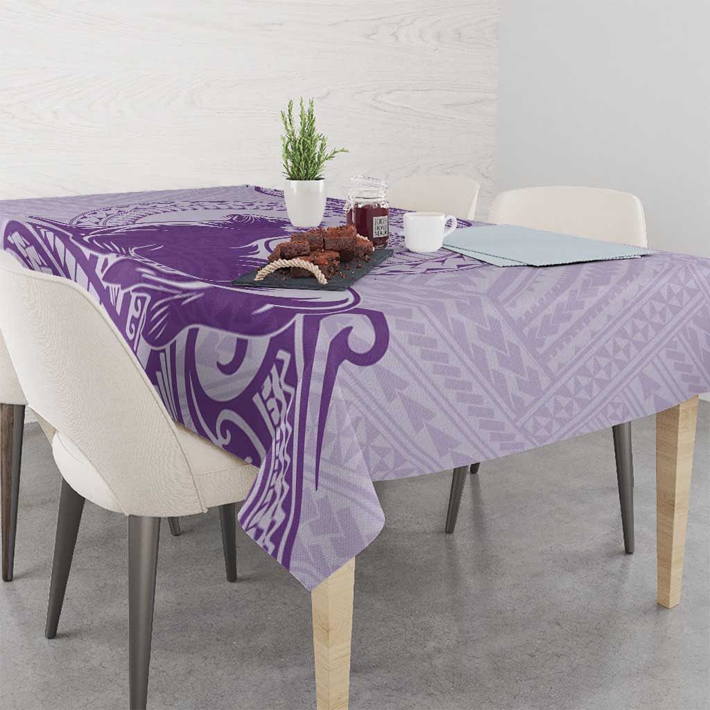 Personalised Hawaii Monk Seal Tablecloth Polynesian Tattoo With Tropical Flowers - Purple Pastel LT14 - Polynesian Pride
