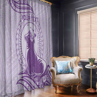 Personalised Hawaii Monk Seal Window Curtain Polynesian Tattoo With Tropical Flowers - Purple Pastel LT14 - Polynesian Pride