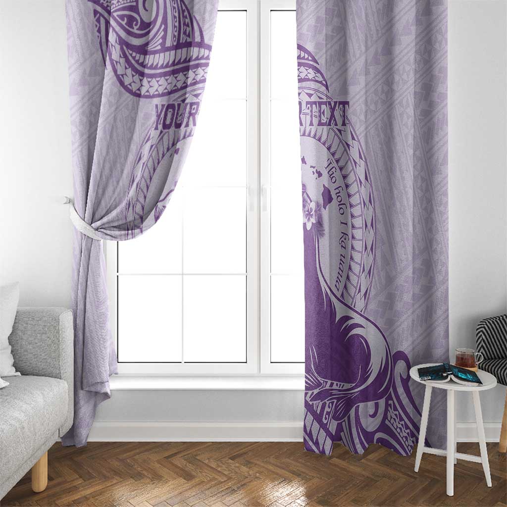 Personalised Hawaii Monk Seal Window Curtain Polynesian Tattoo With Tropical Flowers - Purple Pastel LT14 - Polynesian Pride