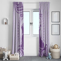 Personalised Hawaii Monk Seal Window Curtain Polynesian Tattoo With Tropical Flowers - Purple Pastel LT14 - Polynesian Pride