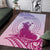 Personalised Hawaii Monk Seal Area Rug Polynesian Tattoo With Tropical Flowers - Purple Gradient